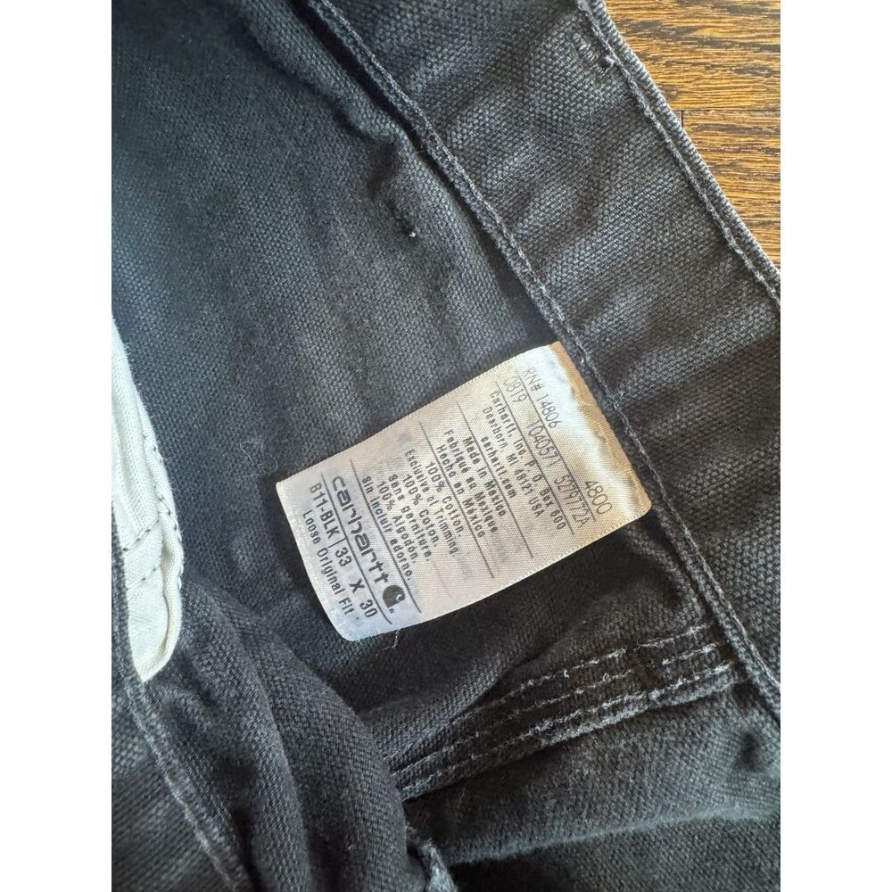 Carhartt B11 BLK Carpenter Pants 33x30 Black Loose Original Fit Duck Workwear